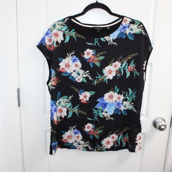 Ted Baker London Sammer Jamboree Top Floral Black Sleeveless Size 3 US 8-10 Med - Picture 1 of 3